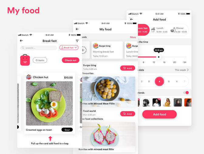 FOODSO app UI kit .sketch素材下载