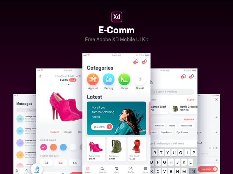 E-Comm App ui .xd素材下载