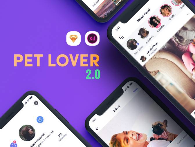 pet love 2.0成套app ui设计素材（86个界面） .sketch下载