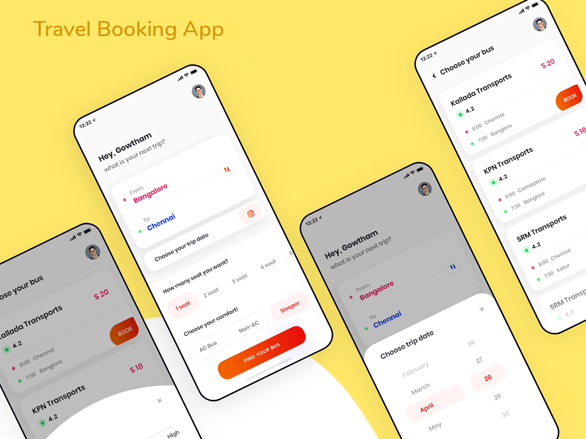 Travel Booking App ui .xd素材下载