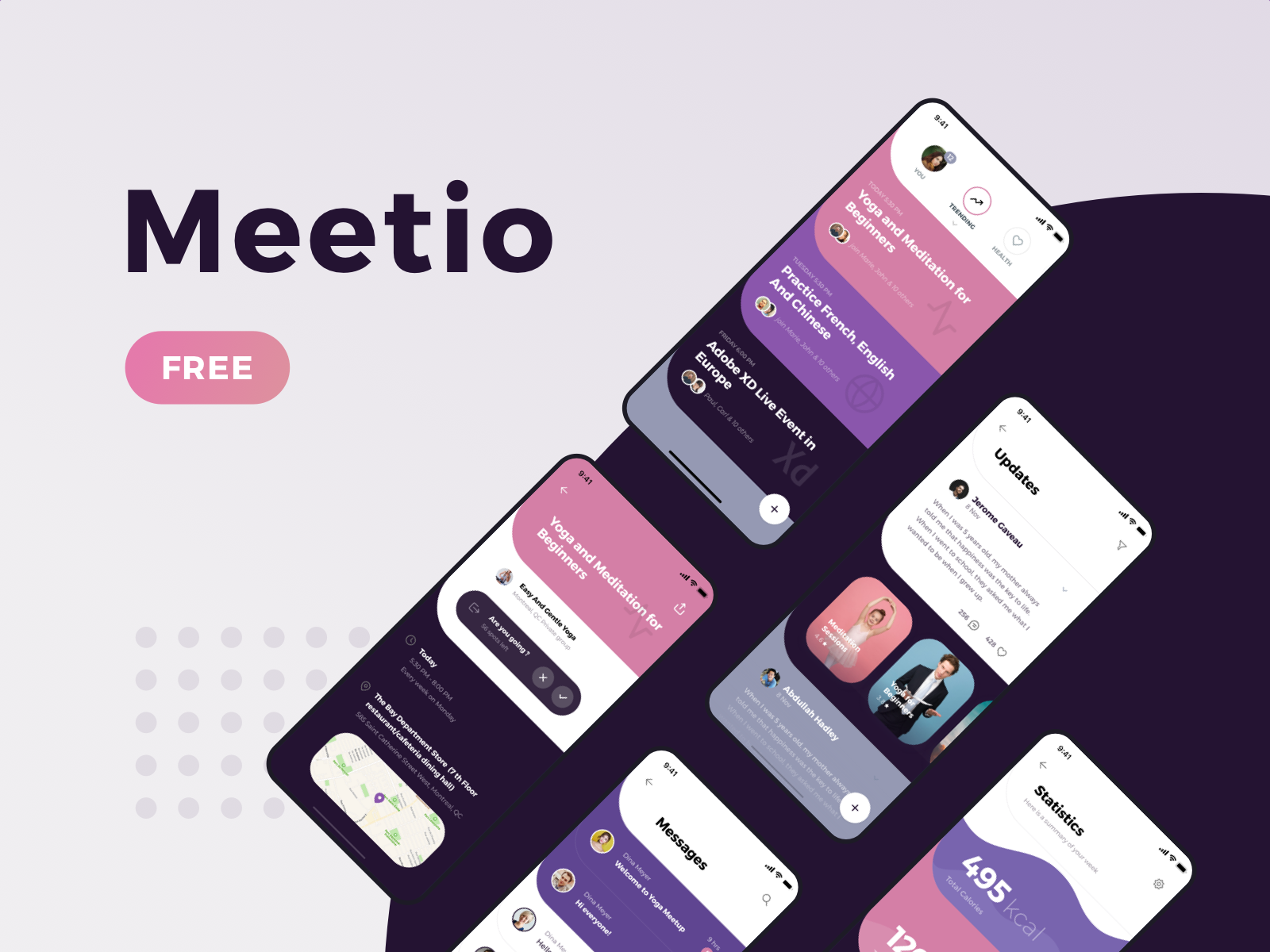 Meetio App Ui Kit .xd素材下载